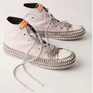 Free People Nan-Ku Sneakers Size 39 Cruise Studded Mellow Mauve High Top Shoes